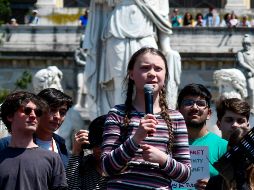 Greta Thunberg participa en una protesta de la campaña 