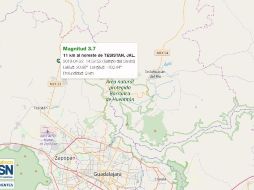 Ubicación del epicentro del sismo según el reporte del Sismológico Nacional. ESPECIAL