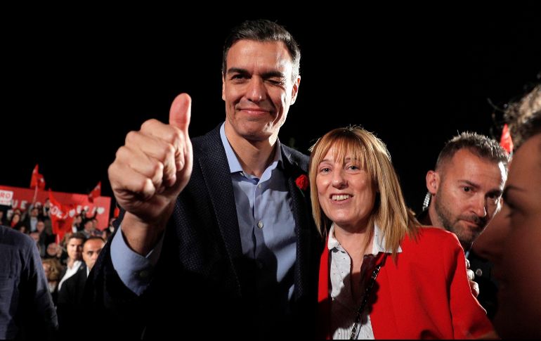 El presidente del gobierno, Pedro Sánchez, en el cierre de campaña de su partido. EFE