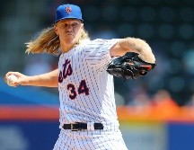 En las Ligas Mayores sólo siete lanzadores han conseguido la hazaña de blanquear y batear de jonrón; tres de ellos —incluído Syndergaard— lo consiguieron ponchando a 10 o más rivales. AFP/M. Stobe