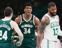 Giannis Antetokounmpo (#34) de nueva cuenta fue el bastión de los Bucks, que dejaron ver mal a los Celtics en su propia casa.  AP / M. Dwyer