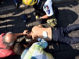 La mañana de este miércoles, un grupo de comerciantes fue atacado cuando se realizaba una manifestación en el centro de Cuernavaca.  EFE / T. Rivera
