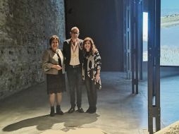 Lucina Jiménez, Pablo Vargas Lugo y Ana Sofía García Camil, en la videoinstalación del artista mexicano en la Bienal de Venecia 2019. FACEBOOK DE PABELLÓN DE MÉXICO