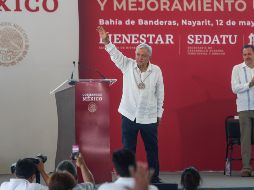 López Obrador estuvo en Bahía de Banderas para la entrega de tarjetas bancarias del programa del Bienestar. NTX / J. Espinosa