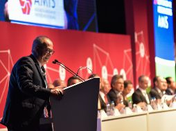 Carlos Urzúa durante su discurso inaugural de la 29 Convención de Aseguradores. NTX/A. Rocha