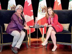 Graciela Márquez y Chrystia Freeland se reunieron para revisar los temas prioritarios de la relación económica bilateral entre México y Canadá. ESPECIAL