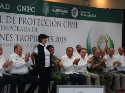 Blanca Jiménez habla durante la Reunión Nacional de Protección Civil para la temporada de ciclones tropicales y lluvias 2019. TWITTER/@conagua_clima
