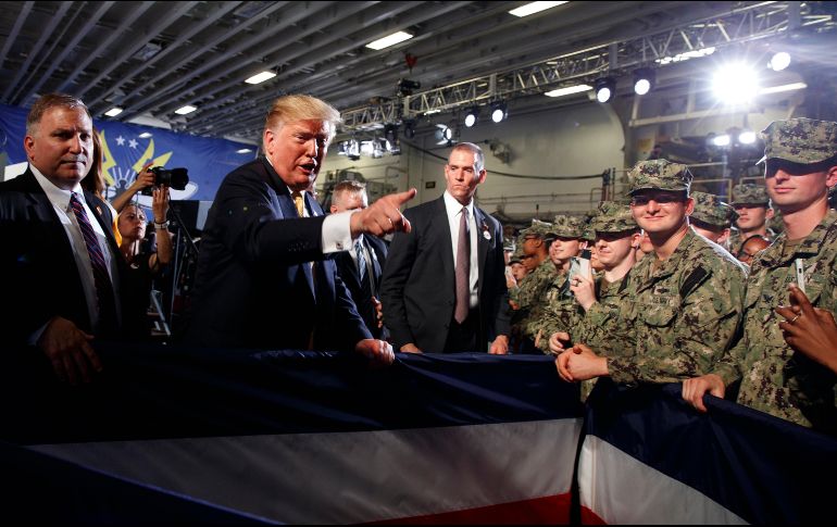 Trump aseguró que el ejército estadounidense se “quedará para siempre en primer lugar”. AP/E. Vucci