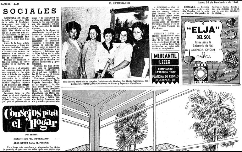 1969. Mueblerías Bertha invitaba a conocer sus modernas instalaciones y Joyerías Elja anunciaba su presencia en Plaza del Sol. EL INFORMADOR