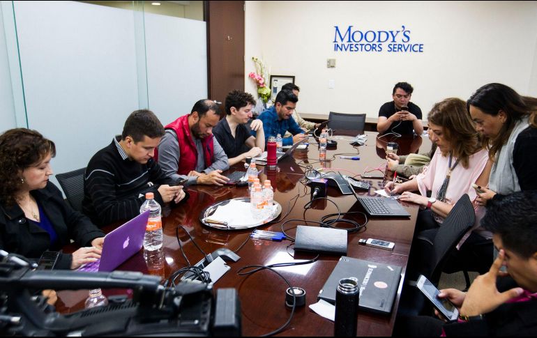En la Torre Óptima I se llevó a cabo una conferencia vía telefónica de la calificadora Moody's, donde se habló sobre la calificación de México en cuanto a crecimiento financiero. NTX/J. Pazos