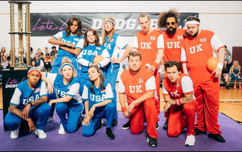 El equipo de Michelle se compone por Melissa McCarthy, Allison Janney, Lena Waithe, Kate Hudson y Mila Kunis, contra el equipo de James Corden, Harry Styles, John Bradley, Reggie Watts y Benedict Cumberbatch. INSTAGRAM / @latelateshow