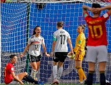 La alemana Sara Daebritz celebra tras anotar el único gol del partido. AP/M. SPRINGLER