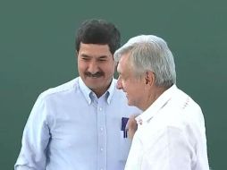 Javier Corral y Andrés Manuel López Obrador en el evento de este domingo en Camargo, Chihuahua. ESPECIAL/Gobierno de México