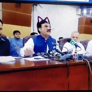 Por error, ministro paquistaní da sesión en vivo con filtro de gato