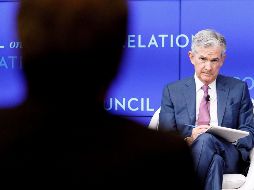 El presidente de la Reserva Federal (Fed) estadounidense, Jerome Powell, ofrece una conferencia en el Council Foreign Relations de Nueva York. EFE/J. Lane