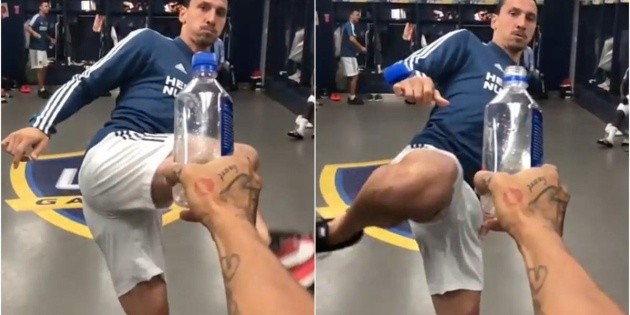 Ibrahimovic cumple con el "reto de la botella"