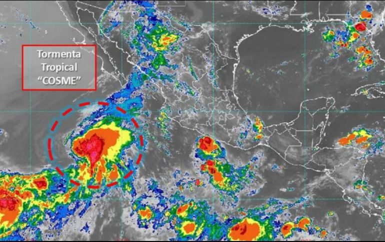 El meteoro se ubica a mil 015 kilómetros al sureste de Cabo San Lucas, BCS, con vientos máximos sostenidos de 85 kilómetros por hora y rachas de 100 kilómetros por hora. ESPECIAL / conagua.gob.mx
