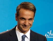 Kyriakos Mitsotakis dio un discurso en Atenas tras el triunfo del partido Nueva Democracia. AP/T. Stavrakis