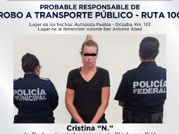 La mujer, quien hasta que no se declare su culpabilidad se presume inocente, fue puesta a disposición de Ministerio Público. TWITTER / @SSPTM_Puebla