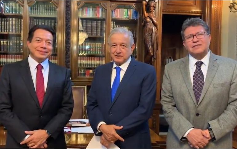 Tanto Ricardo Monreal como Mario Delgado refrendaron su compromiso de trabajar con el Presidente. TWITTER/@lopezobrador_