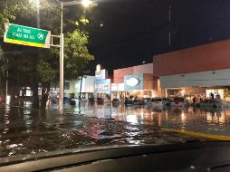 En Av. López Mateos, a la altura de Plaza del Sol, la inundación provocó el cierre a la circulación TWITTER / @ADDYDELATORRE