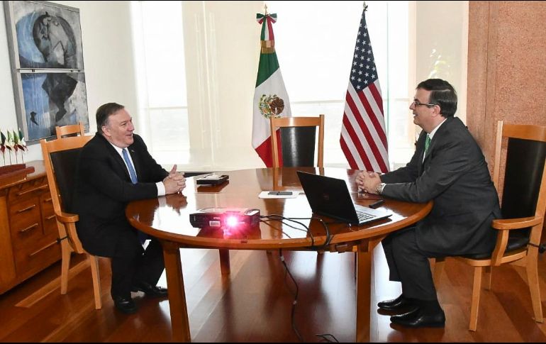 Mike pompeo, secretario de Estado de EU, se reunió con el canciller mexicano Marcelo Ebrard; trataron temas de migración, economía y seguridad. AFP/SRE