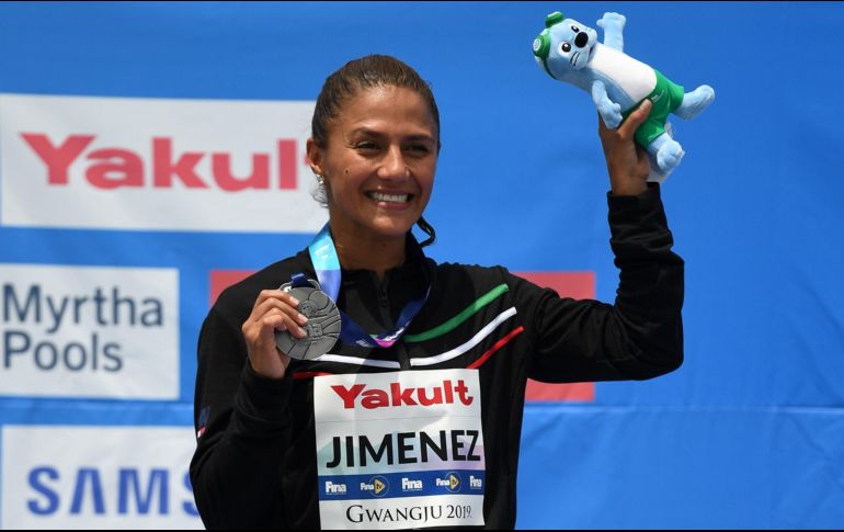 Con esta presea, Jiménez se convierte en la única clavadista mexicana de altura en ganar dos medallas en campeonatos mundiales. AFP / O. Scarff