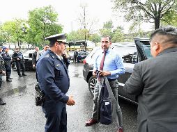 El secretario de Seguridad de la Ciudad de México, Jesús Orta, a su arribo a la Plaza Artz. SUN