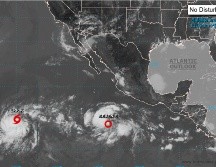 Según el Centro Nacional de Huracanes de EU, el meteoro se localiza a unos dos mil 410 kilómetros al oeste-suroeste de la costa sur de la península de Baja California. ESPECIAL / nhc.noaa.gov