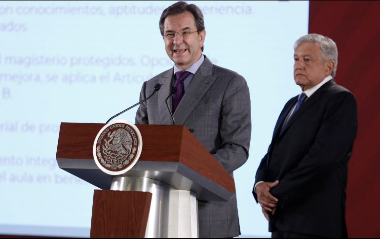 Esteban Moctezuma participa en una de las conferencias matutinas de prensa que brinda el Presidente López Obrador todos los días. SUN/ARCHIVO