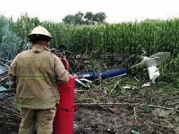 El desplome de la aeronave ocurrió alrededor de las 09:00 horas sobre un terreno en la delegación Carrozas. ESPECIAL / Protección Civil Jalisco