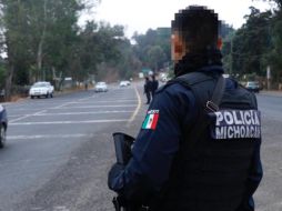 Aspecto del dispositivo de seguridad que se desplegó en Uruapan tras el hallazgo de los cadáveres. TWITTER@MICHOACANSSP