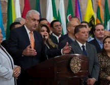 Thomas Rivera Schatz, líder del senado, en  una conferencia de prensa en el Capitolio de San Juan. AP/D. Rivera