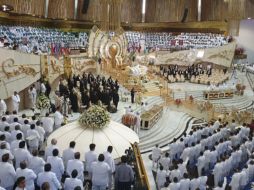 El atrio principal, que suele ser ocupado por Naasón Joaquín, permanece vacío; diversos pastores se encargarán de realizar los servicios de esta jornada. EL INFORMADOR/R. Bobadilla