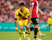 El uruguayo salió de cambio antes de finalizar el primer tiempo del partido ante el Athletic Club. AP / I. Alcoba