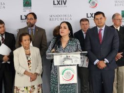 Mónica Fernández (c) rechazó los señalamientos del senador Martín Batres, quien acusó a Monreal de 