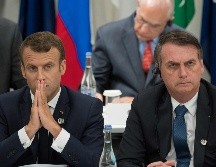 El comentario de Jair Bolsonaro (d) se produjo tras una guerra verbal con Emmanuel Macron (i) por el significativo aumento este año de los incendios forestales que destruyen parte de la Amazonía. AFP/ARCHIVO