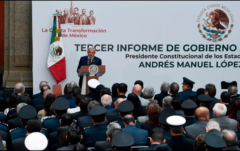 Andrés Manuel López Obrador durante su mensaje este domingo en el Palacio Nacional. AFP/A. Estrella