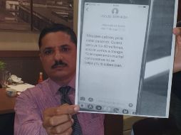 El abogado presentó como prueba un mensaje de texto que llegó al teléfono particular del empresario Francisco Cornejo. EL INFORMADOR / J. Velazco