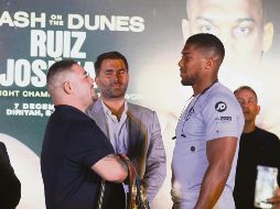 Andy Ruiz y Anthony Joshua se volvieron a ver de frente ayer en la rueda de prensa. EFE