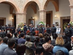 Los cuerpos del capitán y los dos oficiales salieron también escoltados por sus compañeros. FACEBOOK / Gobierno de Lagos de Moreno