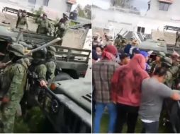 Ayer, alrededor de 150 pobladores se enfrentaron con elementos del Ejército que resguardaban una bodega con vehículos robados y mercancía diversa. ESPECIAL