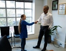 Thunberg, de 16 años, se encuentra en Estados Unidos para participar en varias movilizaciones. AFP/THE OBAMA FOUNDATION
