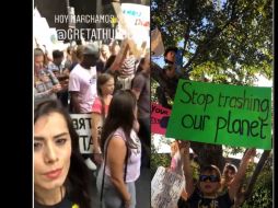 Verónica Delgadillo publicó en sus redes sociales pequeños clips de video de su participación en la marcha #FridaysFOrFuture. ESPECIAL