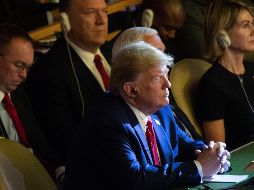 El presidente estadounidense, Donald Trump, llegó por sorpresa este lunes al auditorio de Naciones Unidas donde se celebra la Cumbre de Acción Climática. AFP/ S. Loeb