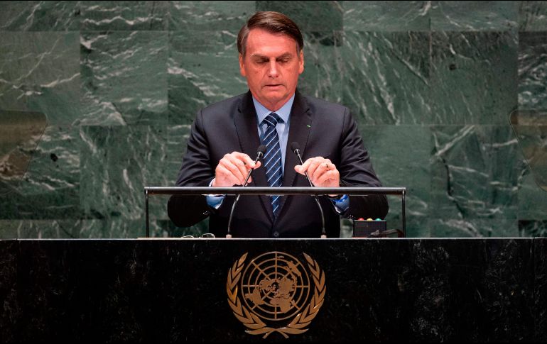 Bolsonaro, por una tradición de la ONU que le reserva a Brasil el primer discurso de la Asamblea General, inauguró la fase de debates. AFP/J. Eisele