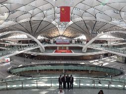 El aeródromo, que tiene forma de estrella, cuenta con cuatro pistas y está previsto habilitar al menos tres más. AFP/STR