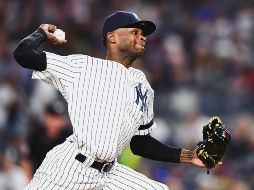 Domingo Germán se encuentra en licencia administrativa desde el jueves pasado y ésta se extenderá hasta que concluya la Serie Mundial de este año. AFP / E. Chinn