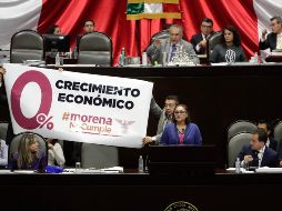 La diputada Silvia Guadalupe Garza (PAN) durante la comparecencia en la Cámara de Diputados de Arturo Herrera, secretario de Hacienda. SUN/I. Stephens