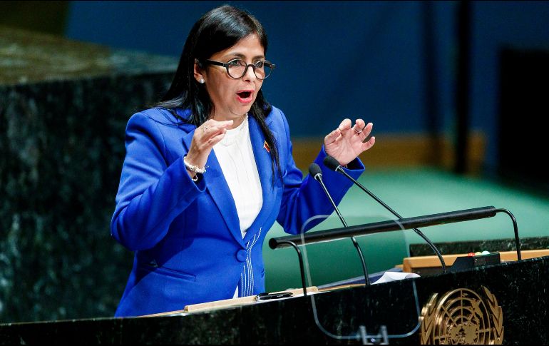 Delcy Rodríguez pronuncia su discurso ante la 74 Asamblea General de la ONU. EFE/J. Lane